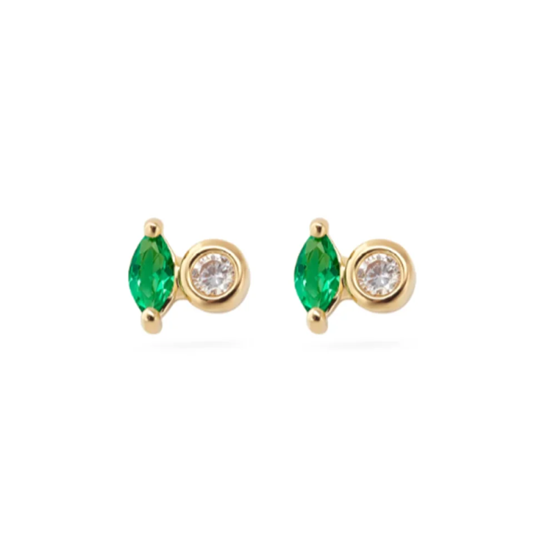French Square Zircon Piercing Earring 925 Sterling Silver Earrings For Women