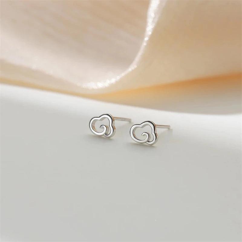 925 Silver Cloud Stud Earrings Fresh Summer Jewelry Accessories
