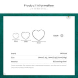 925 Sterling Silver Hearts Hoop Earrings Romantic Charm for Women