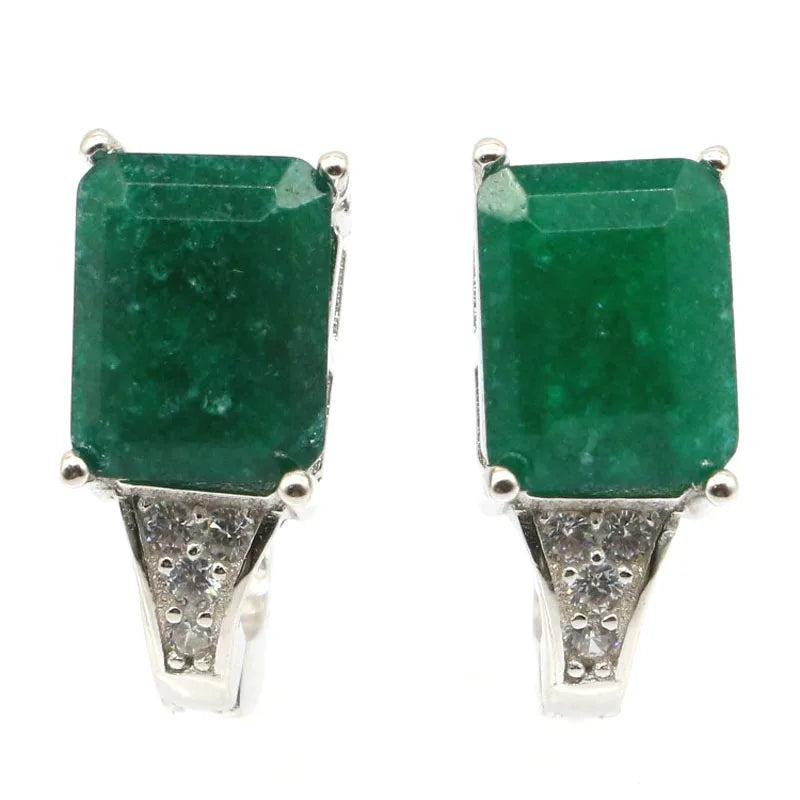 Emerald CZ Silver Earrings Drop for Sister Daily Wear