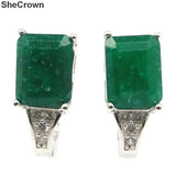 Emerald CZ Silver Earrings Drop for Sister Daily Wear