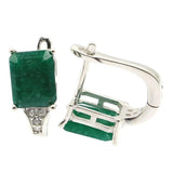 Emerald CZ Silver Earrings Drop for Sister Daily Wear