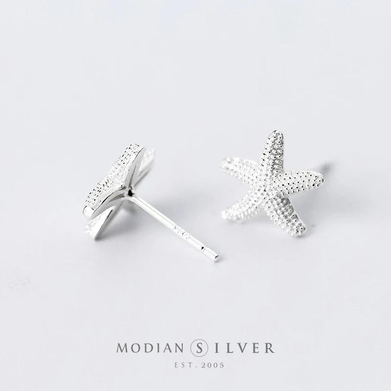 925 Silver Starfish Stud Earrings Women's Jewelry Earrings