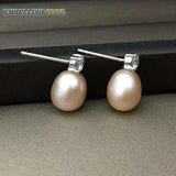 Freshwater Cultured Pearl Teardrop Stud Earrings 925 Sterling Silver