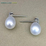 Freshwater Cultured Pearl Teardrop Stud Earrings 925 Sterling Silver