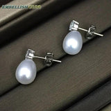 Freshwater Cultured Pearl Teardrop Stud Earrings 925 Sterling Silver
