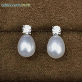 Freshwater Cultured Pearl Teardrop Stud Earrings 925 Sterling Silver
