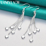 925 Silver Snake Chain Heart Pendant Earrings Drop for Women