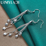 925 Silver Snake Chain Heart Pendant Earrings Drop for Women