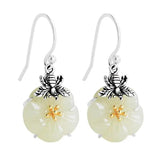 Charming Natural Hetian Jade Bee Earrings