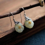 Charming Natural Hetian Jade Bee Earrings