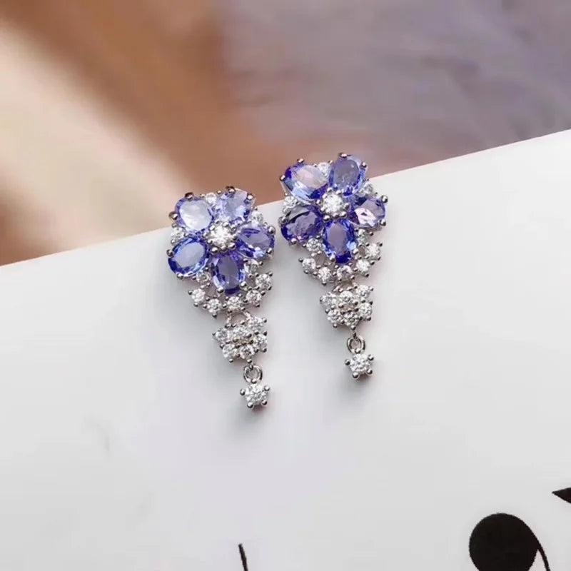 Natural Amethyst Inlaid Earrings Women's Style
