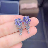 Natural Amethyst Inlaid Earrings Women's Style