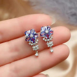 Natural Amethyst Inlaid Earrings Women's Style