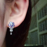 Natural Amethyst Inlaid Earrings Women's Style