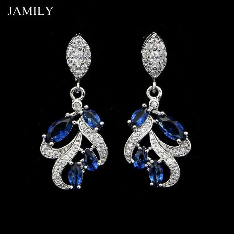 CZ Long Earrings 925 Silver Wedding Jewelry