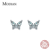 925 Silver Butterfly Stud Earrings Clear CZ Ear Studs Women Jewelry