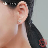 925 Silver Butterfly Stud Earrings Clear CZ Ear Studs Women Jewelry