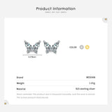 925 Silver Butterfly Stud Earrings Clear CZ Ear Studs Women Jewelry