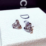 Silver Needle Zircon Stud Earring for Women