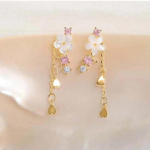 Karopel 925 Silver Needle Fairy Stud Earrings with Tassel Flower