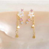 Karopel 925 Silver Needle Fairy Stud Earrings with Tassel Flower