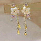 Karopel 925 Silver Needle Fairy Stud Earrings with Tassel Flower