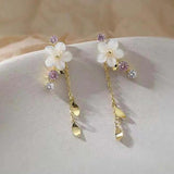 Karopel 925 Silver Needle Fairy Stud Earrings with Tassel Flower