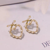 S925 Silver Needle CZ Zircon Heart-shaped Pearl Earrings