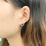 S925 Silver Needle CZ Zircon Heart-shaped Pearl Earrings