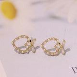 S925 Silver Needle CZ Zircon Heart-shaped Pearl Earrings