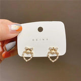 S925 Silver Needle CZ Zircon Heart-shaped Pearl Earrings