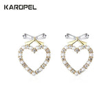 S925 Silver Needle CZ Zircon Heart-shaped Pearl Earrings