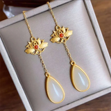 Hetian Jade Water Drop Earrings Retro Chinese Jewelry