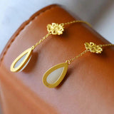 Hetian Jade Water Drop Earrings Retro Chinese Jewelry