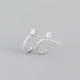 TrustDavis 925 Sterling Silver Sweet C Shape Charm Stud Earrings