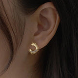 TrustDavis 925 Sterling Silver Sweet C Shape Charm Stud Earrings