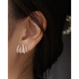 TrustDavis 925 Sterling Silver Sweet C Shape Charm Stud Earrings