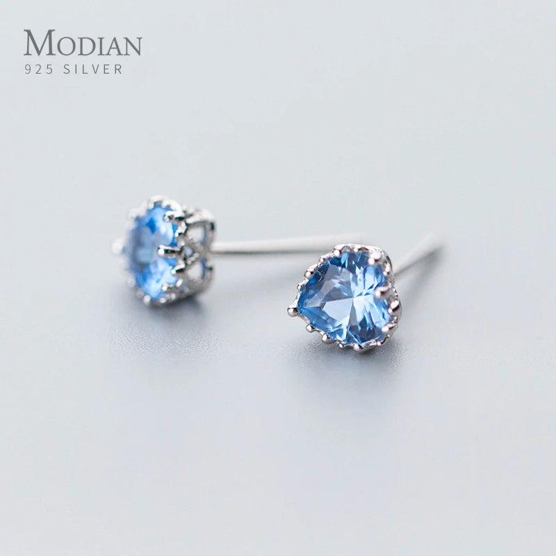 925 Silver Vintage Heart Stud Earrings with Zirconia