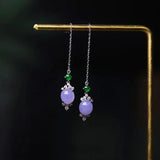Chalcedony Pigeon Egg Ear Line Chinese Retro Women's Silver Jewelry