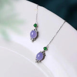 Chalcedony Pigeon Egg Ear Line Chinese Retro Women's Silver Jewelry