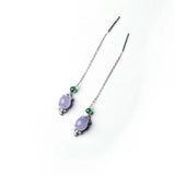 Chalcedony Pigeon Egg Ear Line Chinese Retro Women's Silver Jewelry