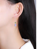 Chalcedony Pigeon Egg Ear Line Chinese Retro Women's Silver Jewelry