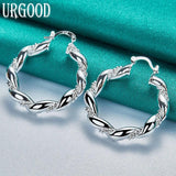 925 Silver Twisted Round Hoop Earrings for Women Party Engagement Wedding