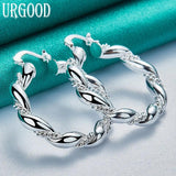 925 Silver Twisted Round Hoop Earrings for Women Party Engagement Wedding