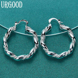 925 Silver Twisted Round Hoop Earrings for Women Party Engagement Wedding