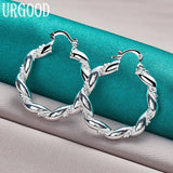 925 Silver Twisted Round Hoop Earrings for Women Party Engagement Wedding
