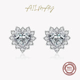 925 Sterling Silver Romantic Heart Zircon Earrings for Women