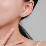 925 Sterling Silver Romantic Heart Zircon Earrings for Women