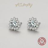 925 Sterling Silver Romantic Heart Zircon Earrings for Women
